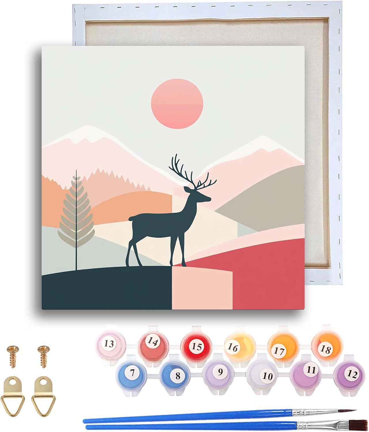 Framed Paint by Numbers Kit for Adults, Christmas Acrylic Paint by Numbers on Canvas, Santa Oil Painting with Brushes, Adults Paint-by-Number Kits for Home Wall Decor (4PCS 8x8inch)