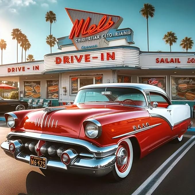 5D DIY Diamond Painting Kits for Adults, Classic Amertcan Muscle car Full Drill Embroidery Cross Stitch Crystal Rhinestone Paintings Pictures Arts Wall Decor Painting Dots Kits 11.8X11.8 inch