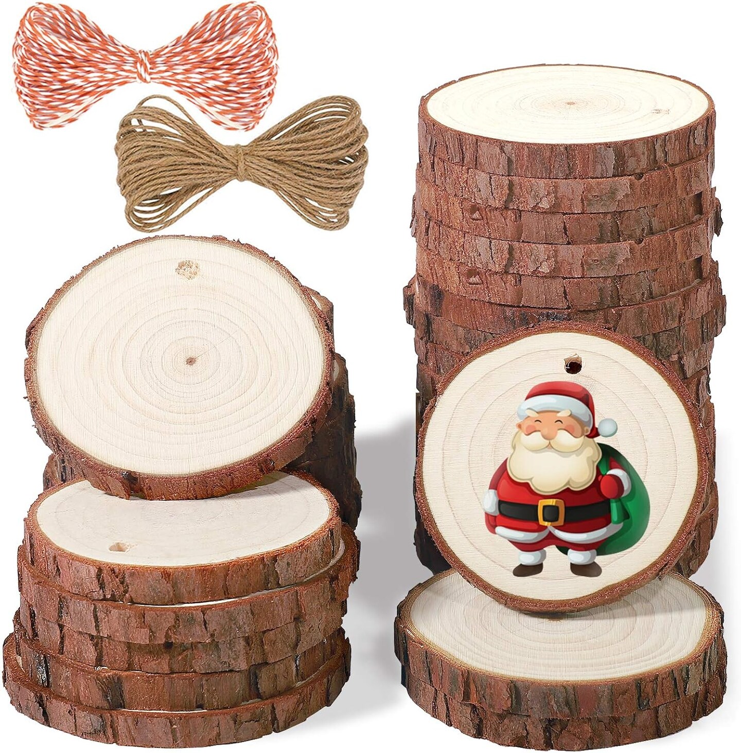 Natural Wood Slices - 30 Pcs 2.4-2.8 inches
