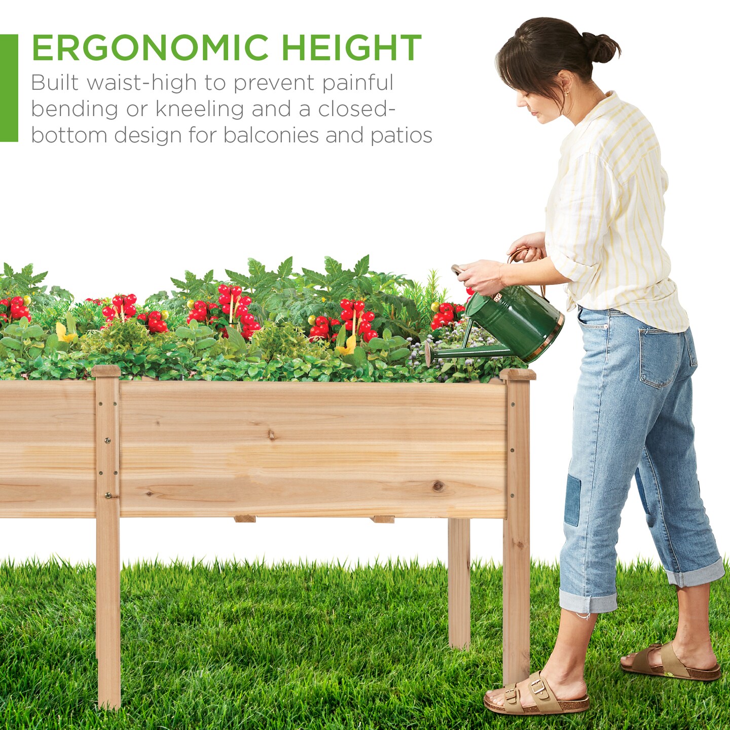Best Choice Products 72x23x30in Raised Garden Bed, Elevated Wood Planter Box for Patio w/ Divider Panel