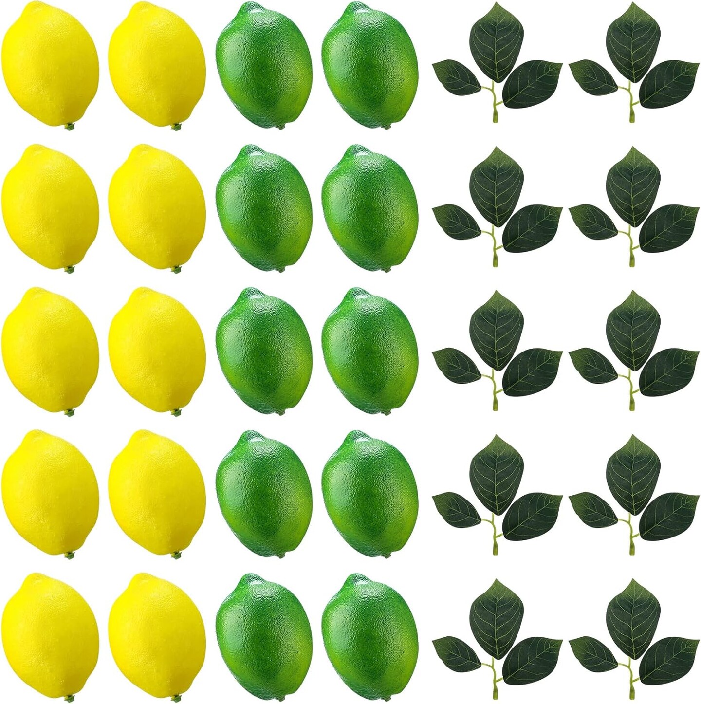 20 Pcs Artificial Lemons and Limes with 10 Pcs Leaves