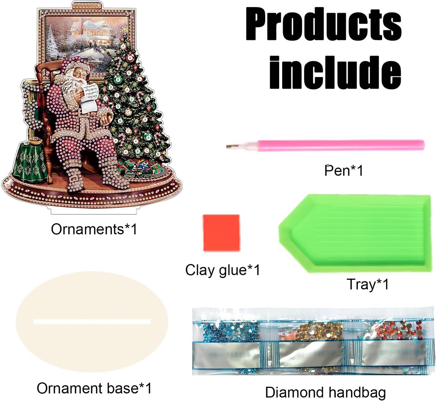 Diamond Art Painting Christmas Tree Santa Claus Desktop Ornaments DIY Diamond Art Christmas Tree Table Paint by Number Mosaic Arts Crafts Home Living Room Office Christmas Table Top Decor