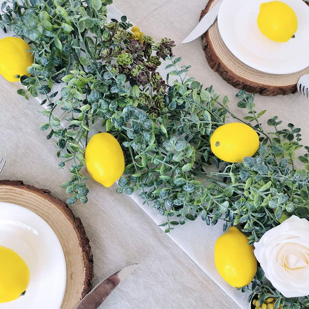 30 Pack Faux Yellow Lemons Artificial Fruits Fake Lemons Lifelike Simulation for Lemonade Party Kitchen Table Summer Decorations Vase Fillers Fruit Bowl Lemon Wreath Garland Photography Props