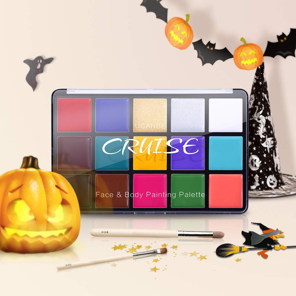 Face Body Paint Oil, Professional 15 Colors FX Makeup Palette- Non Toxic Hypoallergenic Safe Facepaint for Halloween, Cosplay Costumes, Parties and Festivals