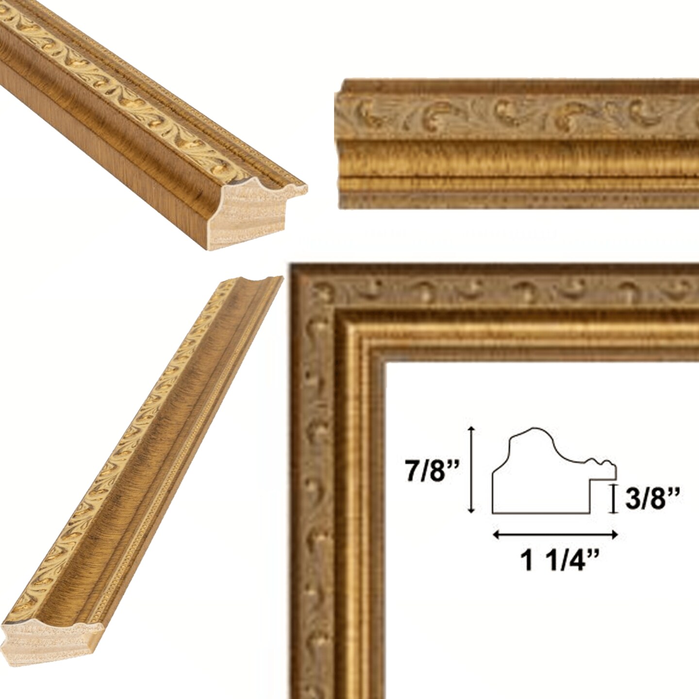 Slim Vintage Antique Gold Beaded Picture Frame 18x24 frame
