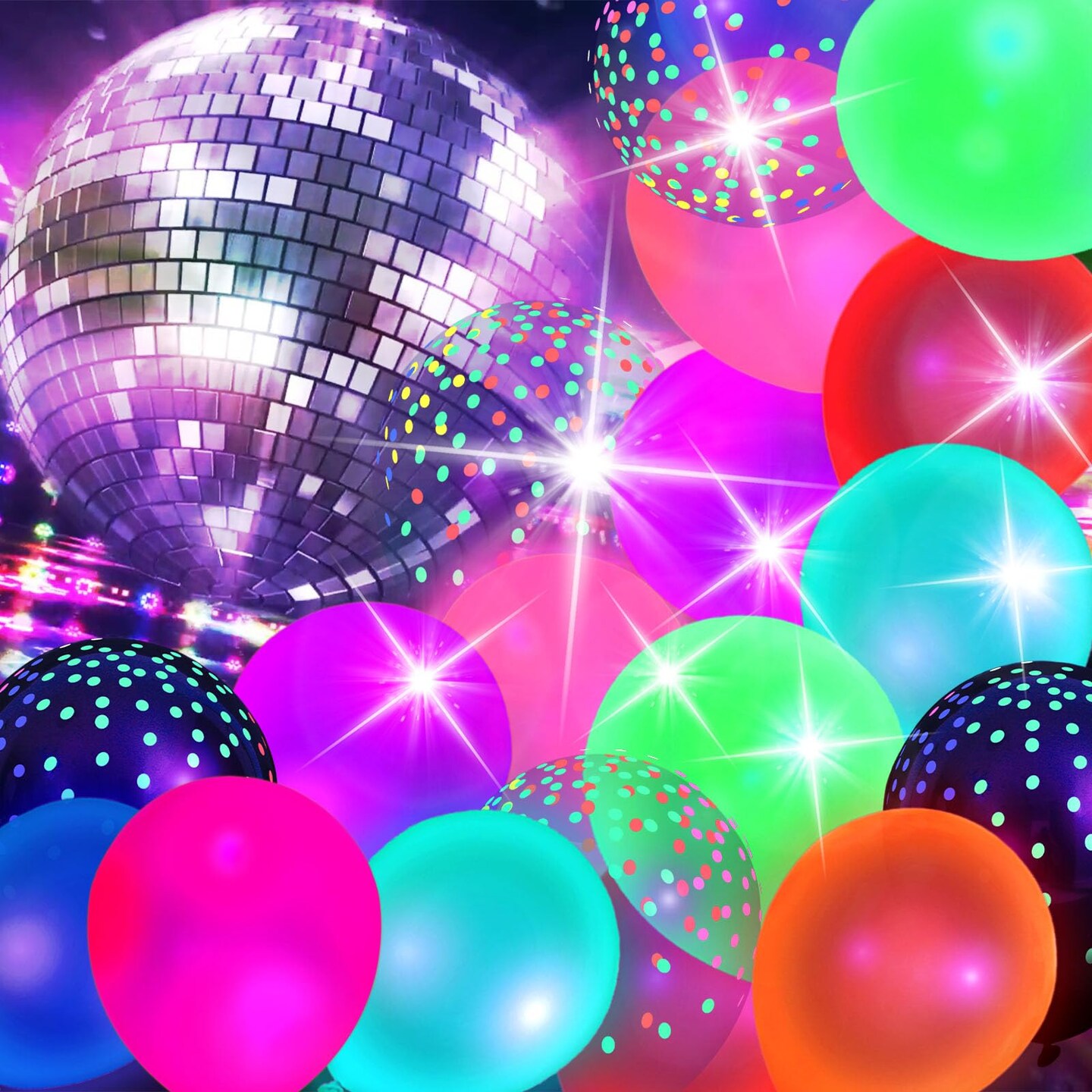 3 otters 66PCS Glow Balloons Assorted Colors, 12&#x22;&#x22; UV Neon Balloons with Small Dots Neon Glow in the Dark Balloons Fluorescent Balloons for Birthday Wedding Glow Party Supplies, Medium, HSHD2969