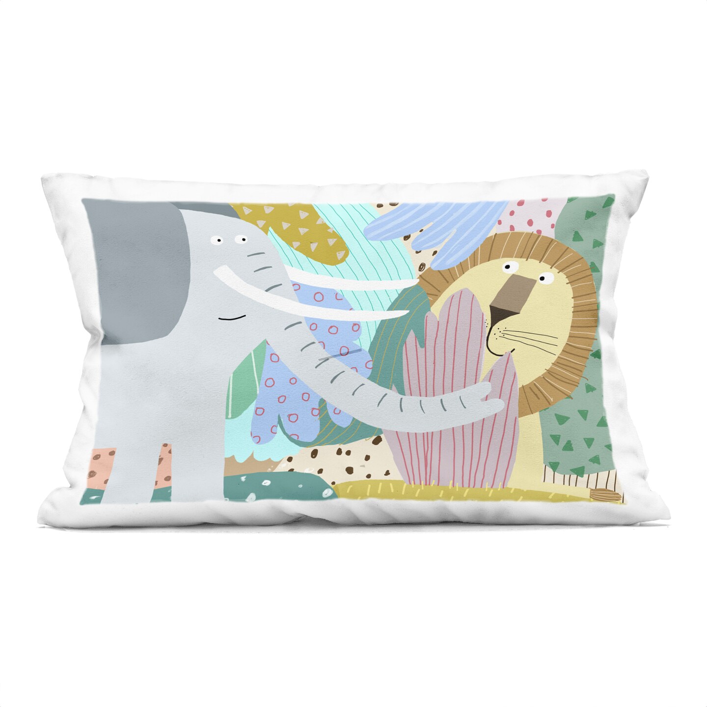 Stupell Industries Whimsical Elephant & Lion Friends Decorative Printed Throw Pillow, design by Carla Daly, 14 x 7 x 20
