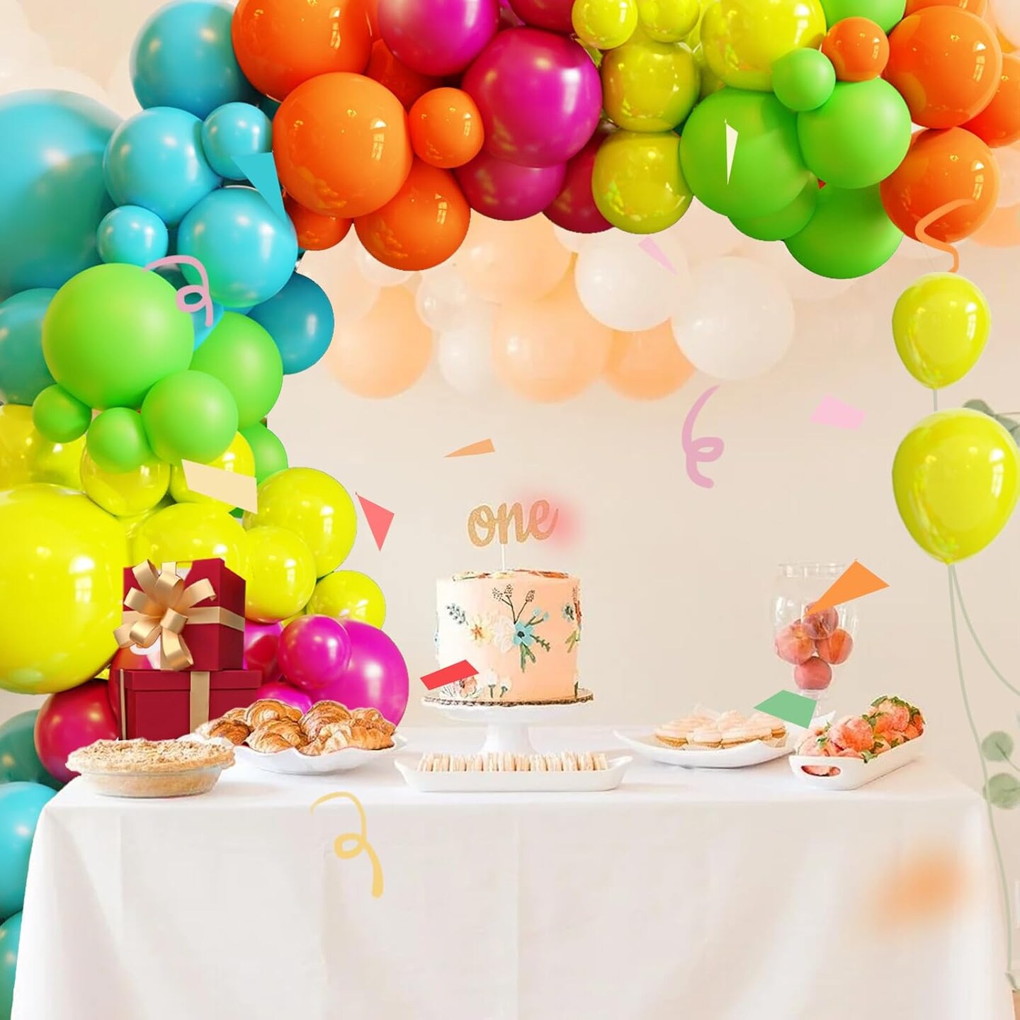 Tropical Balloon Arch Garland Kit (119pcs) – Rainbow Hawaii Balloons in Pink, Orange, Blue, Green & Yellow for Party Decorations, Wedding Backdrop, Birthday, Baby Shower & Graduation