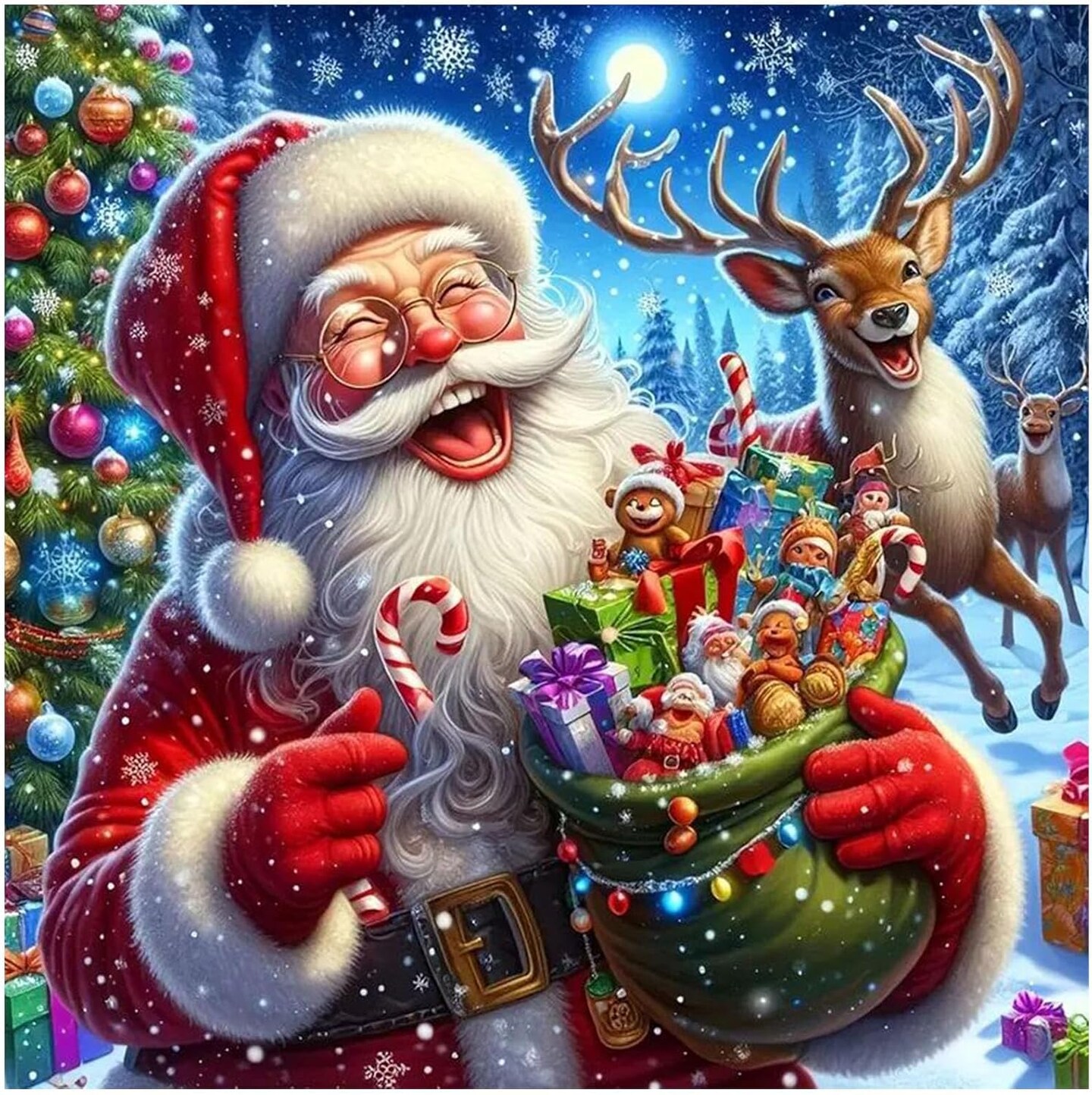 Christmas Diamond Art Kit for Adults – 5D Round Full Drill Gem Art