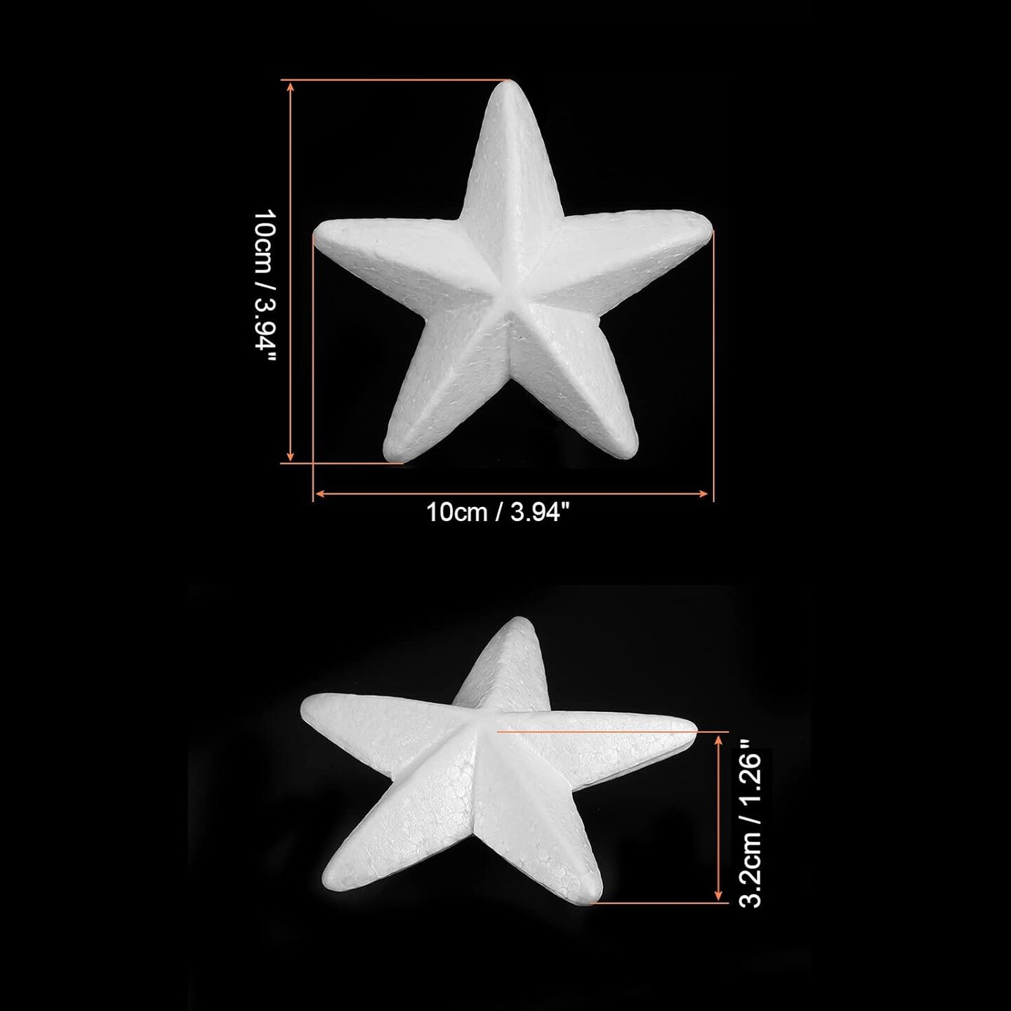 Foam Stars for DIY Arts and Crafts 3.94 x 3.94 Inch Polystyrene Stars for Christmas Tree, DIY Home Craft Project