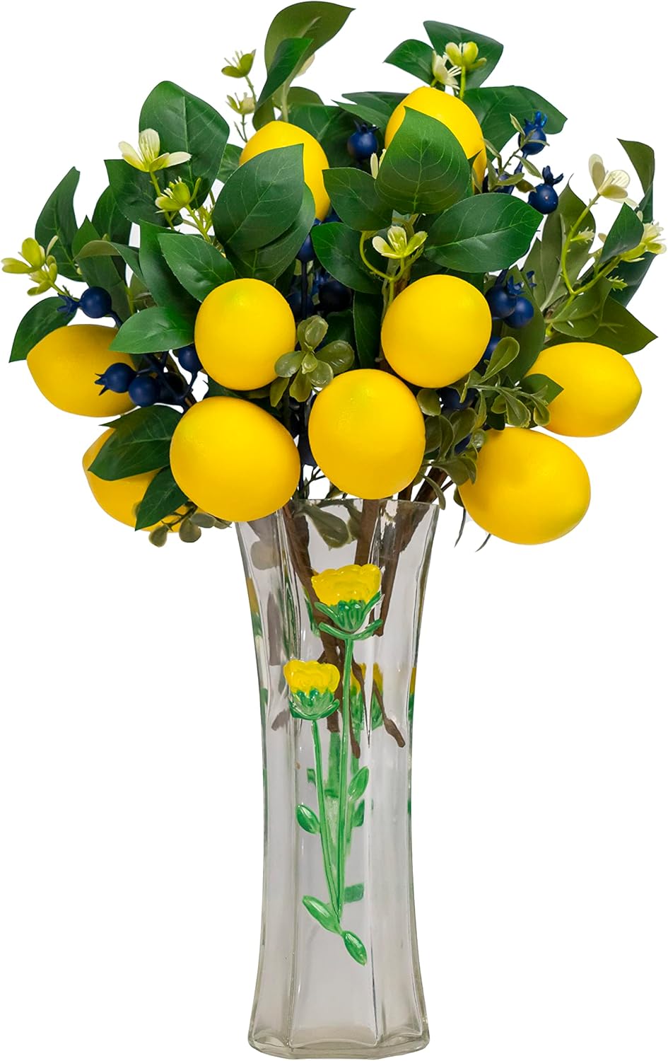 12" Artificial Lemon Blueberry Branches, Lemon Blueberry Stems for DIY Holiday Decorations and Wedding Flower Arrangements (Pack of 6)