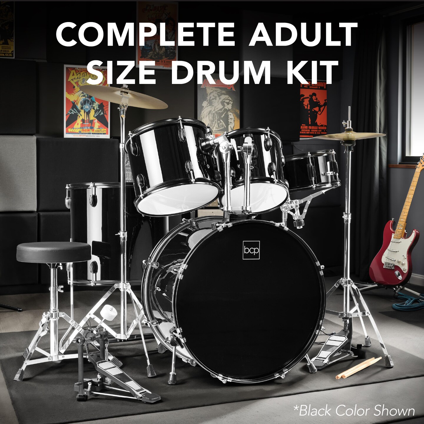 Best Choice Products 5-Piece Beginner Drum Set w/ Snare, Bass, Toms, Cymbal, Hi-Hat, Sticks, Chair, Drum Pedal
