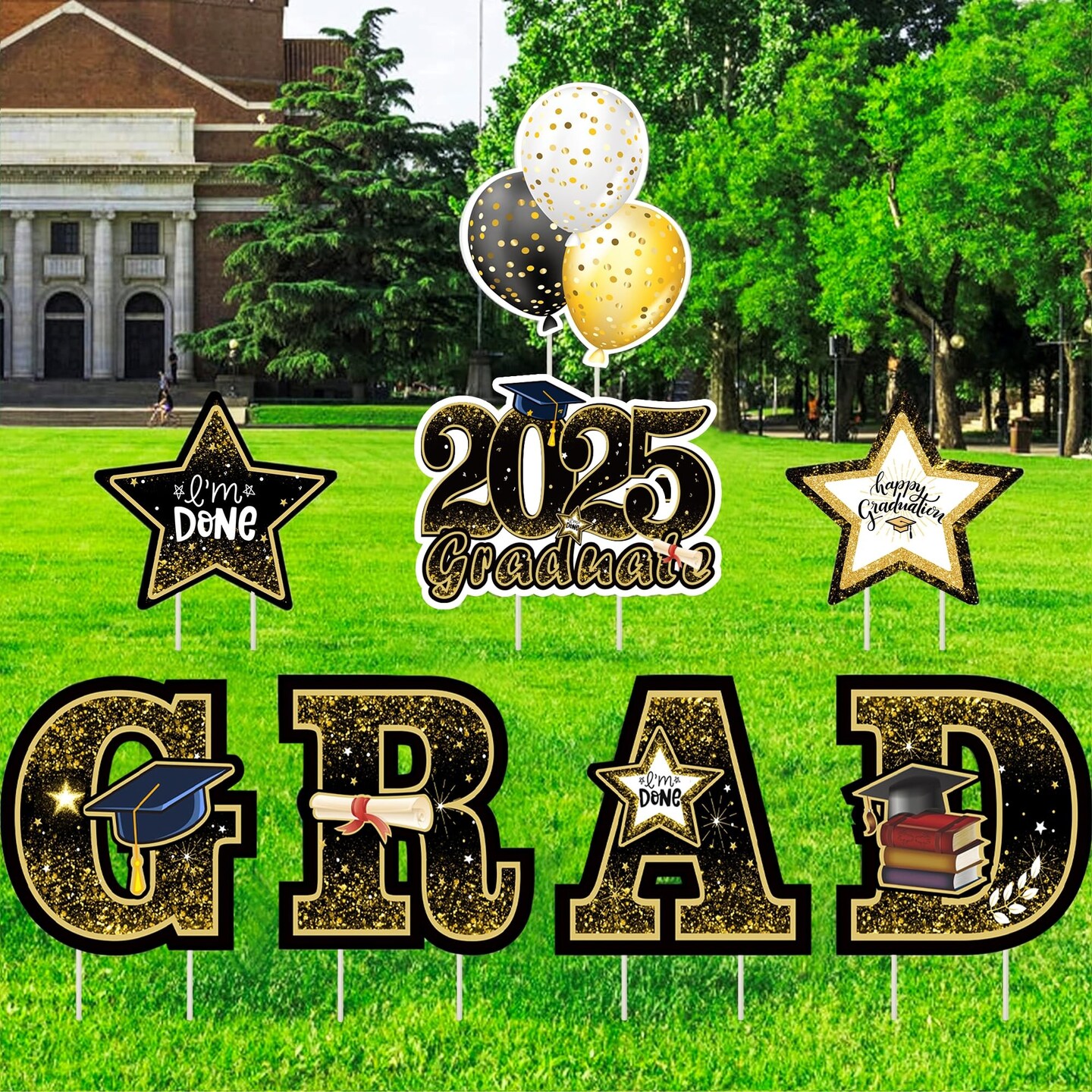 Graduation Yard Sign Decorations 2025, 8 PCS Large Congrats Grad Yard ...