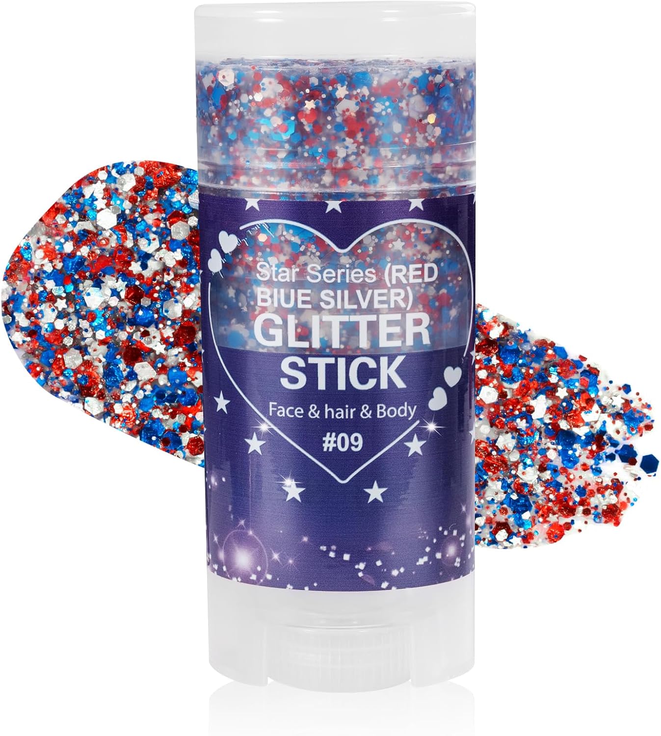 Patriotic Red White and Blue Body Glitter Stick,4th of July Accessories,Sparkling Face Hair Glitter for Fourth of July Outfit Women Kids,American Pride USA Flag Makeup for Independence Day