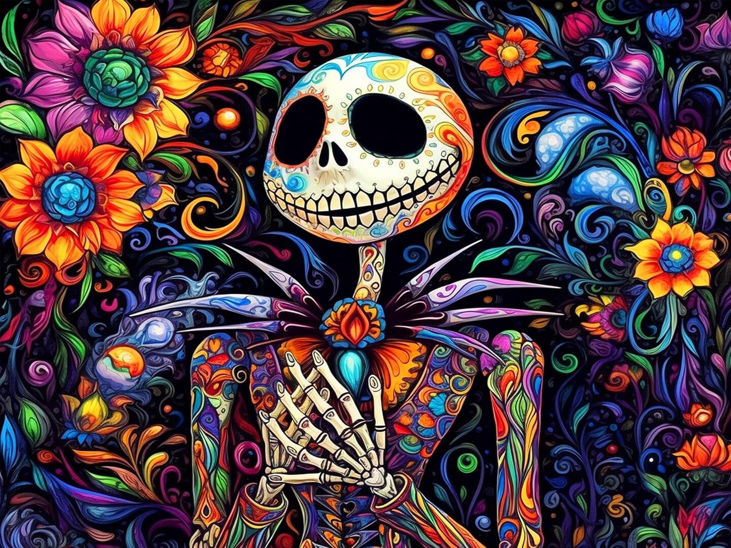 Halloween Diamond Painting Kit for Adults - Jack Skellington Skull 5D Full Drill Gem Art - 12x16" Nightmare Before Christmas DIY Paint with Diamonds for Spooky Home Decor
