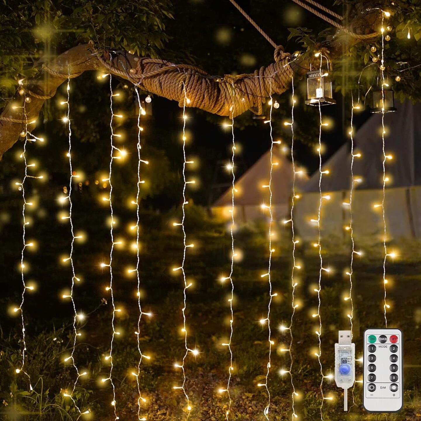 Curtain Lights for Bedroom, 200 Led Hanging String Lights Outdoor, Fairy Curtain Light Indoor for Christmas