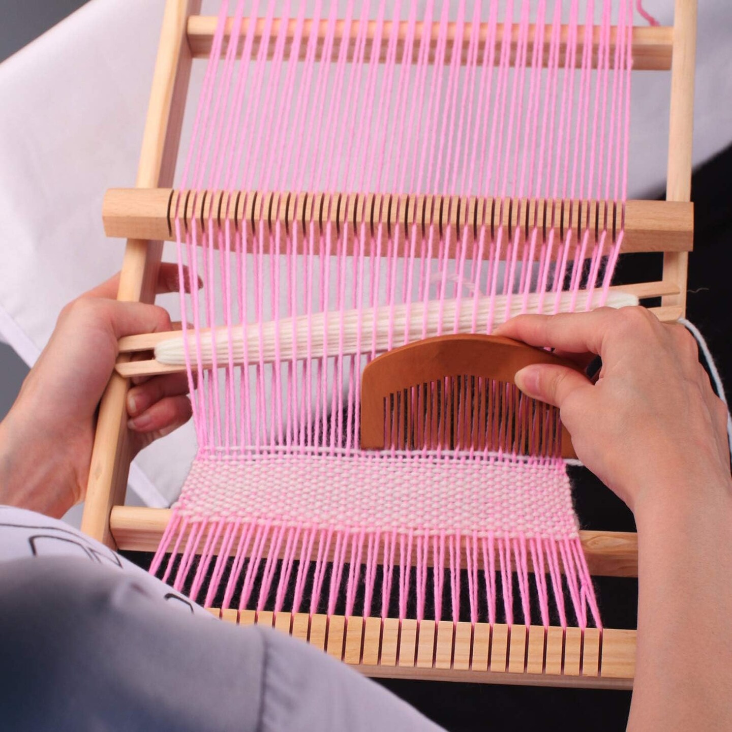 Weaving Loom Kit, 15.2"H x 9.85"W Wooden Tapestry Looms, Warp ​Frame ​Loom Heddle Bar for Weave Board Weaver Tapestry Kids Beginner