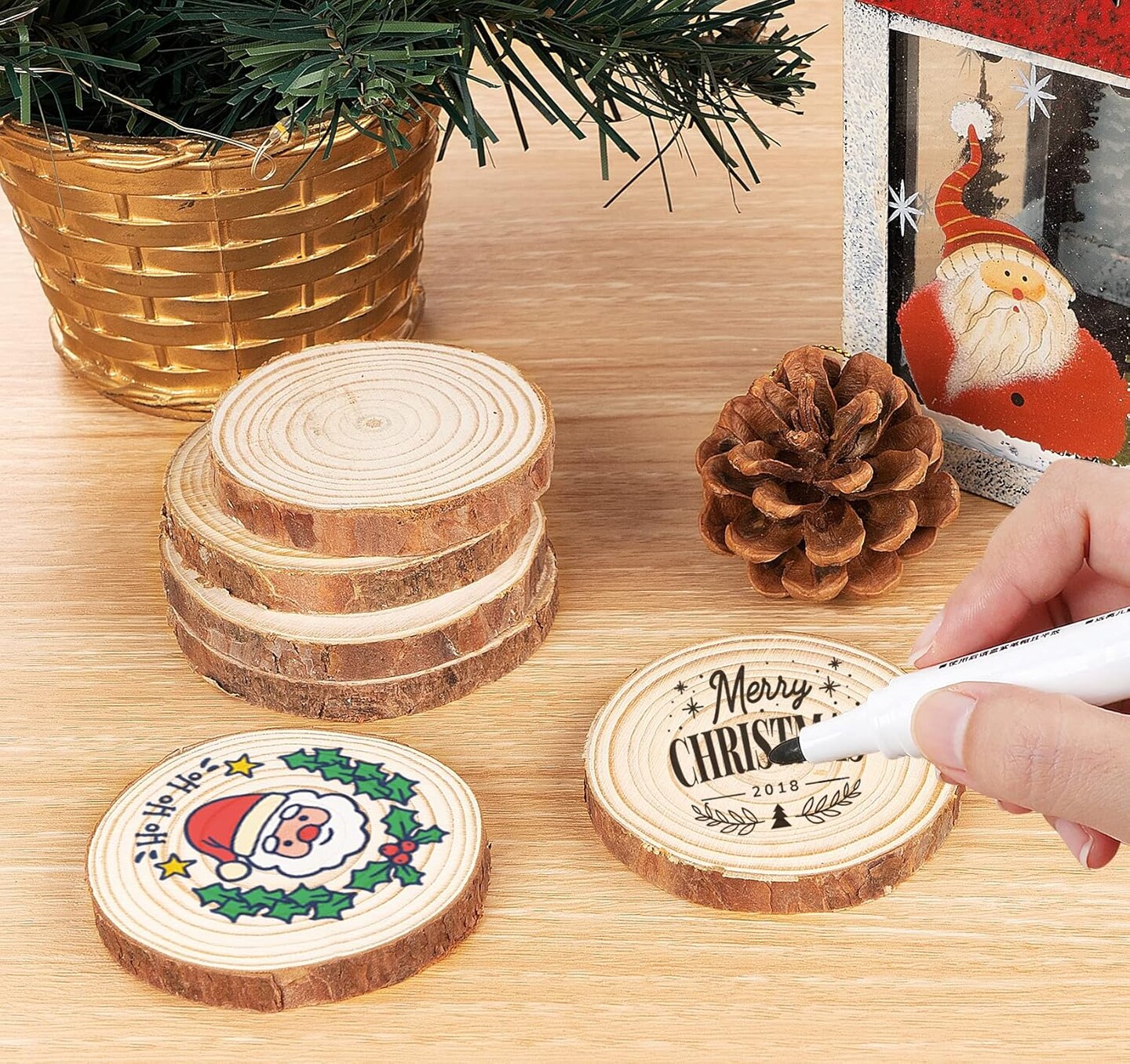 Natural Wood Slices 50 Pcs 2.4-2.8 Inches