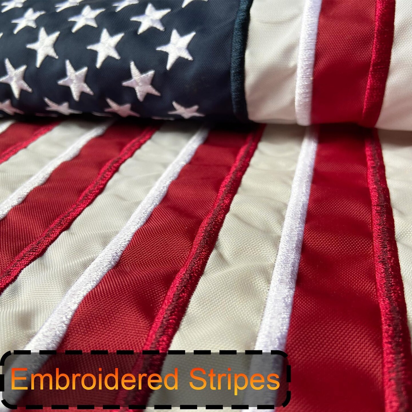 American Flag 12X18 Inches,USA Embroidered Star Stripe | 4-Ply Stitching Reinforcement | Two Brass Grommets Heavy Duty Nylon Samll US Whips Flags For Boat Marine Car Oustside Utv Atv