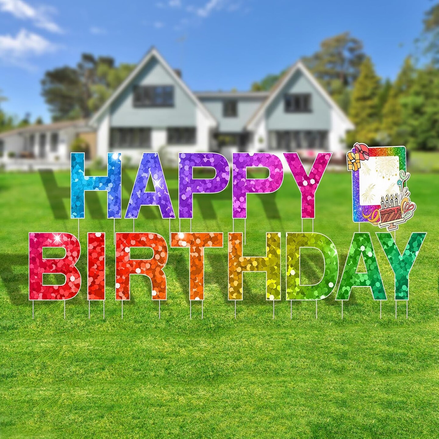 14Pcs Happy Birthday Yard Signs with Stakes, Flordeluna 16” Large Size Birthday Lawn Sign, Happy Birthday Sign Personalized Age, Outdoor Birthday Decoration, Durable, Reusable