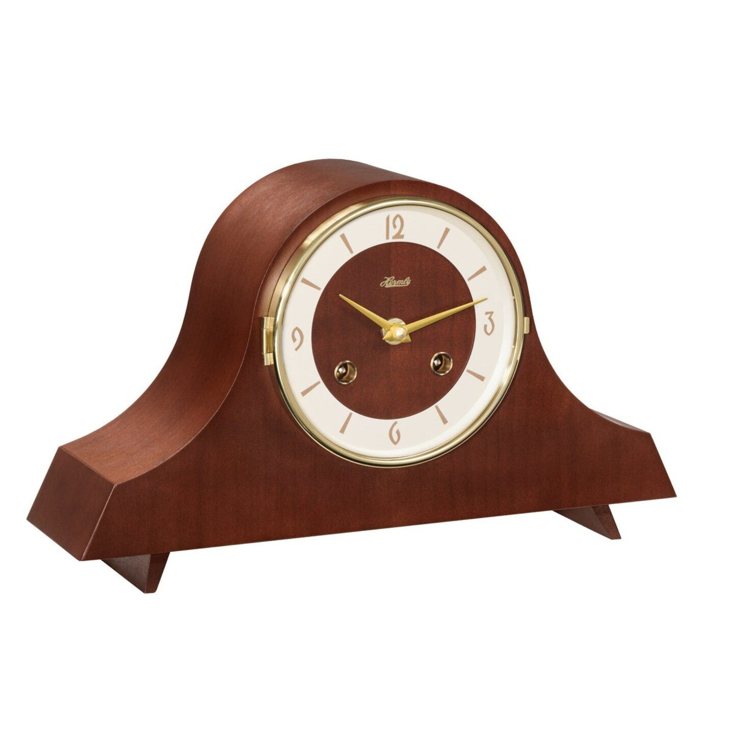 Hermle Vintage-Style Wooden Mantel Clock - 12" - Walnut Brown