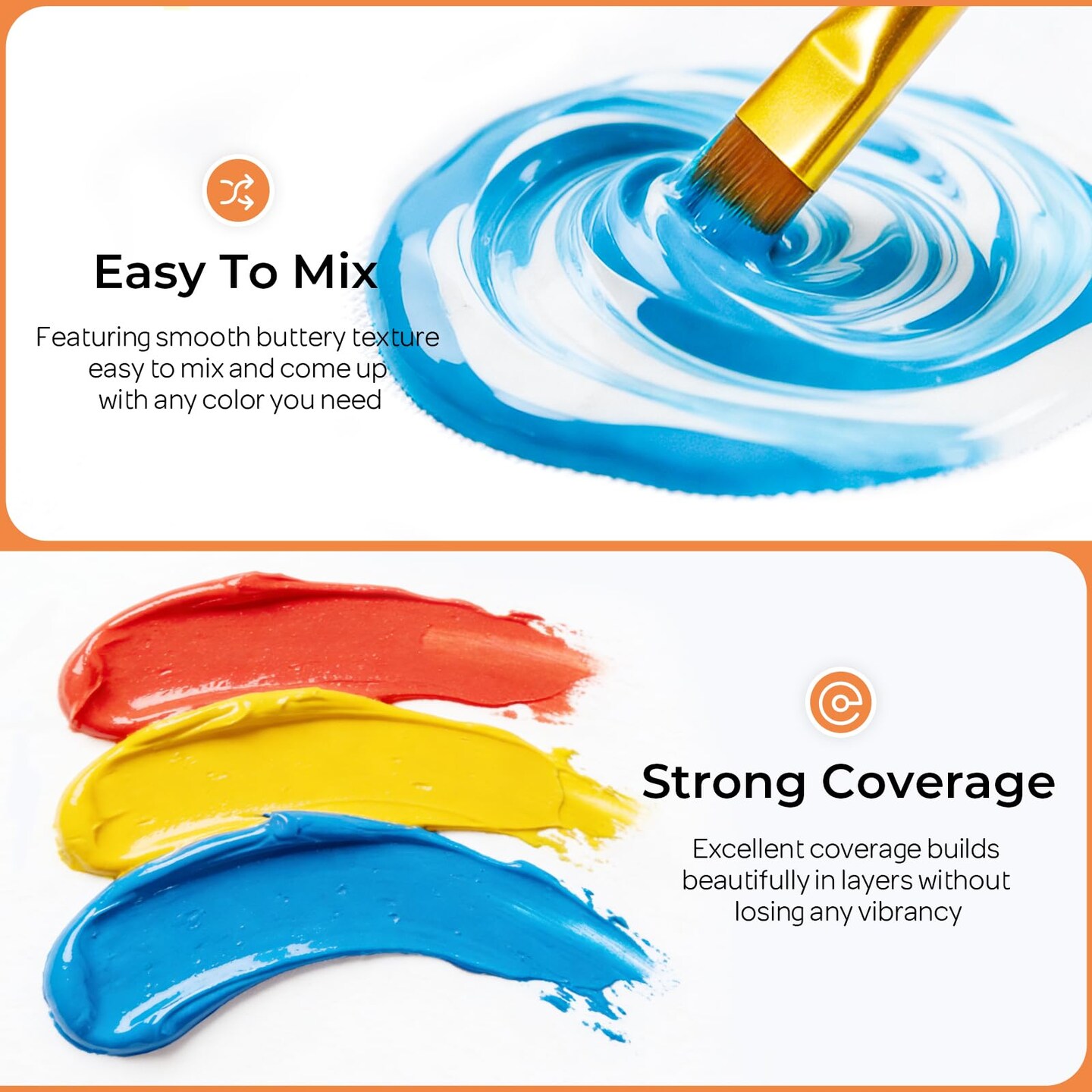 Acrylic Paint Set, 24 Colors with 12 Brushes & Palette, Non Toxic Art Supplies Kit for Painting Fabric, Canvas, Clay, Wood, Rock & Ceramic, Easter Egg, Rich Pigments for Beginners, Students & Professional Artists (2 oz, 60 ml)