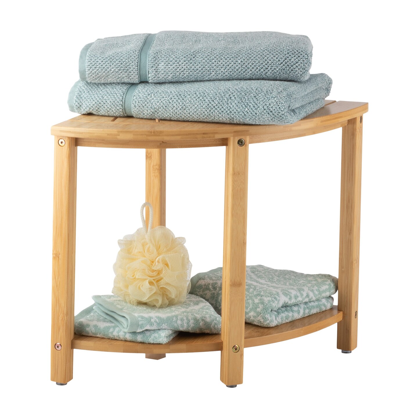 Corner Shower Bench Bamboo Shower Stool Shower Foot Rest Bathroom Storage