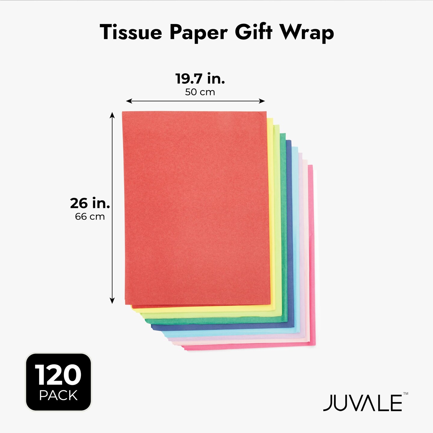 Juvale 120 Sheets Tissue Paper for Gift Bags, Crafts - Colorful Tissue Paper for Packaging, Presents, Gift Wrapping Supplies (10 Colors, 26x20 in)