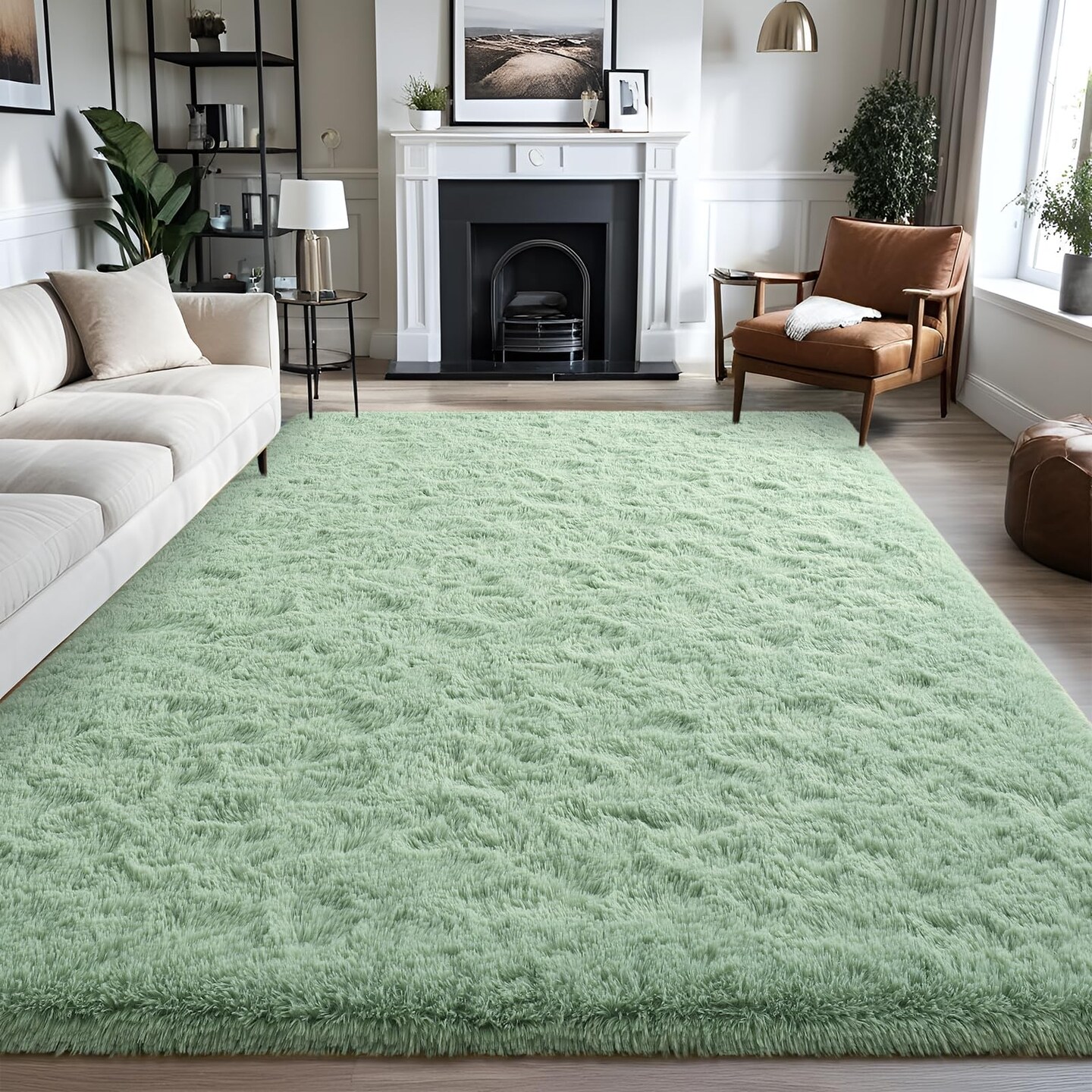 Jocovieh Soft Sage-Green Rugs for Bedroom 3x5 Feet Fluffy Carpets 