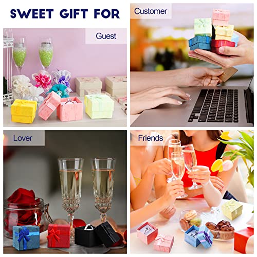 48 Pcs Jewelry Gift Box Set Cardboard Paper Jewelry Boxes with Ribbons Bowknot Assorted Earring Necklaces Ring Boxes Jewelry Packaging Gift Cases for Anniversaries Weddings Birthdays, 8 Colors