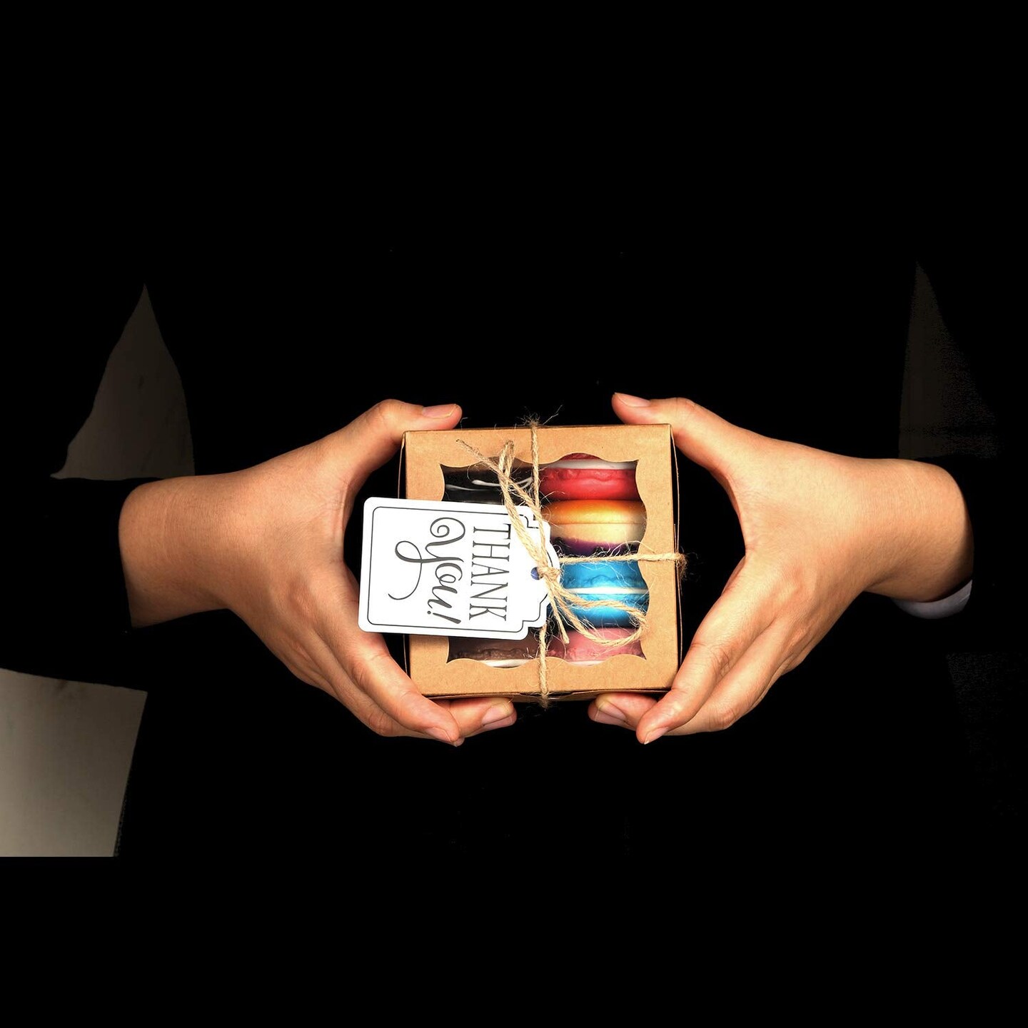 KPOSIYA 60 Pcs Brown Bakery Boxes with Window Individual Cupcake Boxes 4x4x2.5 Inches Cookie Boxes Kraft Paper Brown Gift Box for Pastries, Cookies, Pie, Donuts, Macaroon (60, Brown)