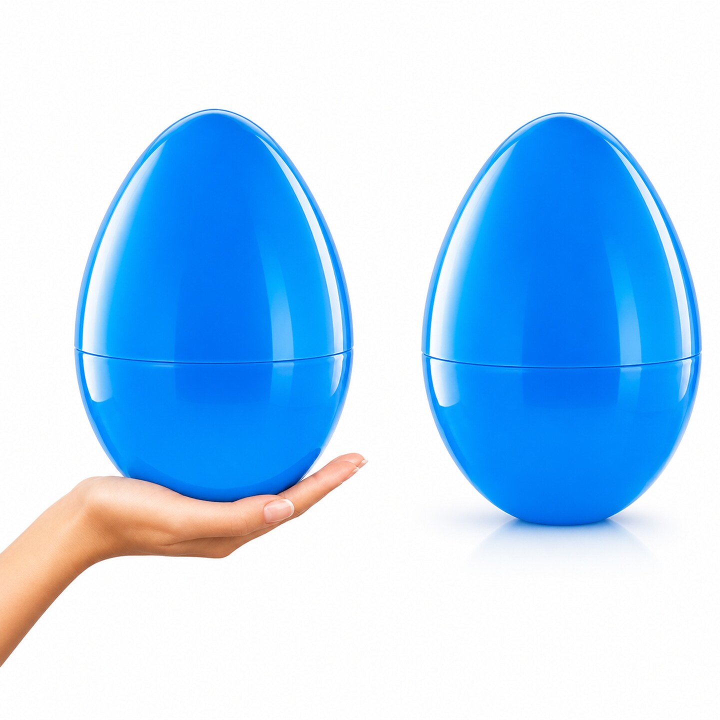 Set of 2 Blue Giant Jumbo Large Size Fillable Plastic Easter Eggs