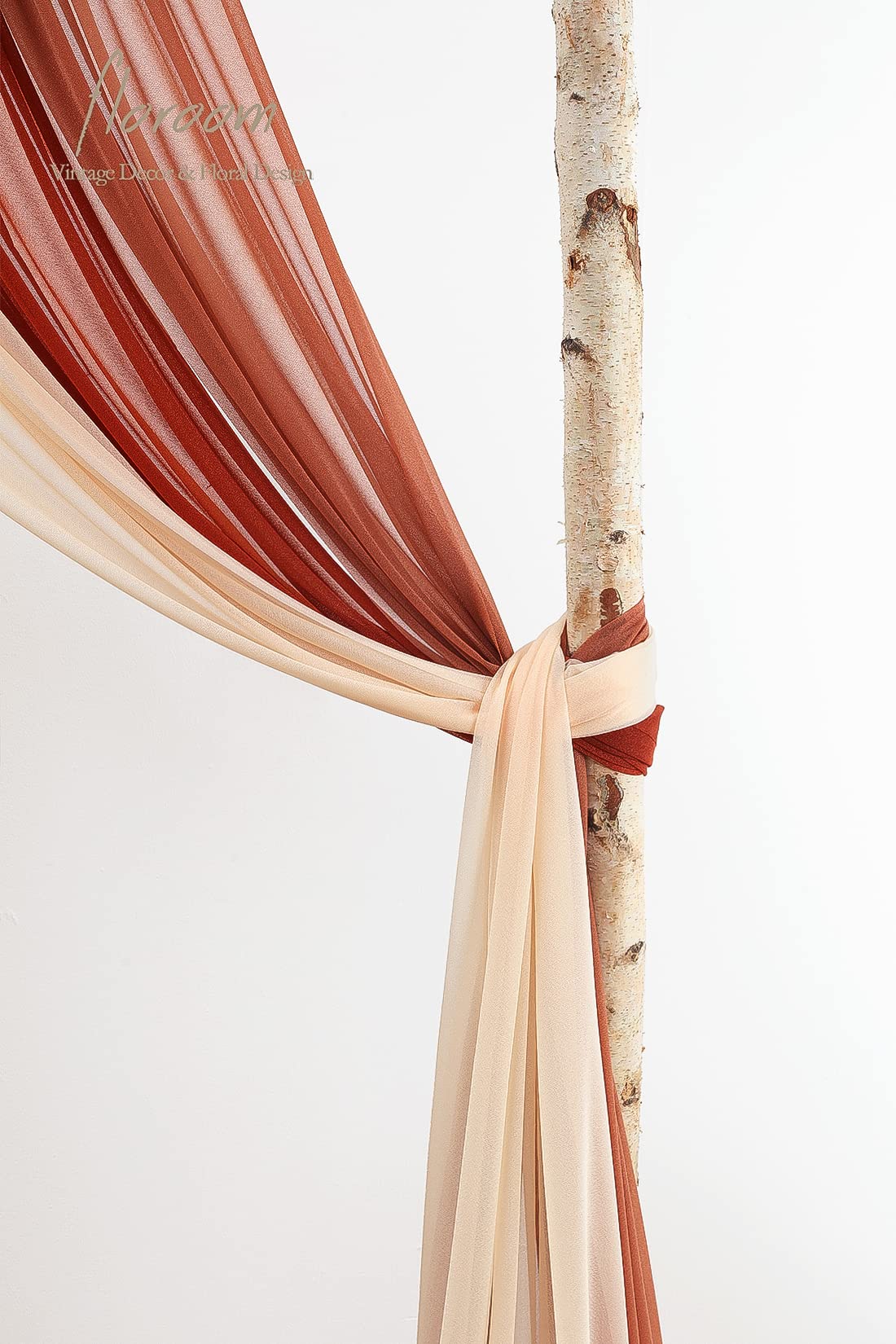 Wedding Arch Draping Fabric 3 Panels 20Ft Chiffon Fabric Drapes Arbor Drapery Wedding Ceremony Reception Swag Decorations (Terracotta +Coral Peach +Peach)