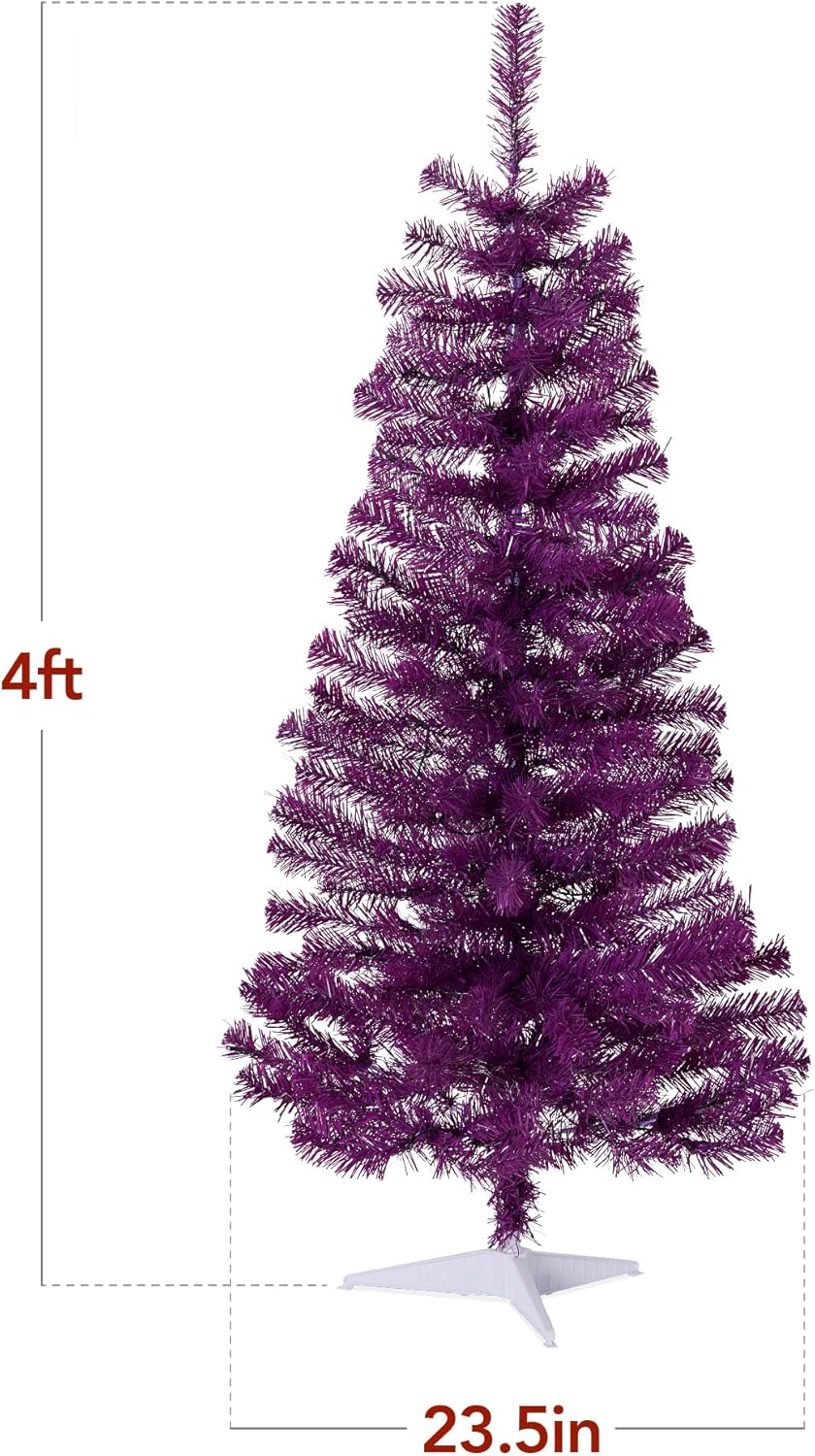 4ft Pre Lit Christmas Tree Mini Artificial Tree with Twinkling LED Lights for Bedroom or Apartment