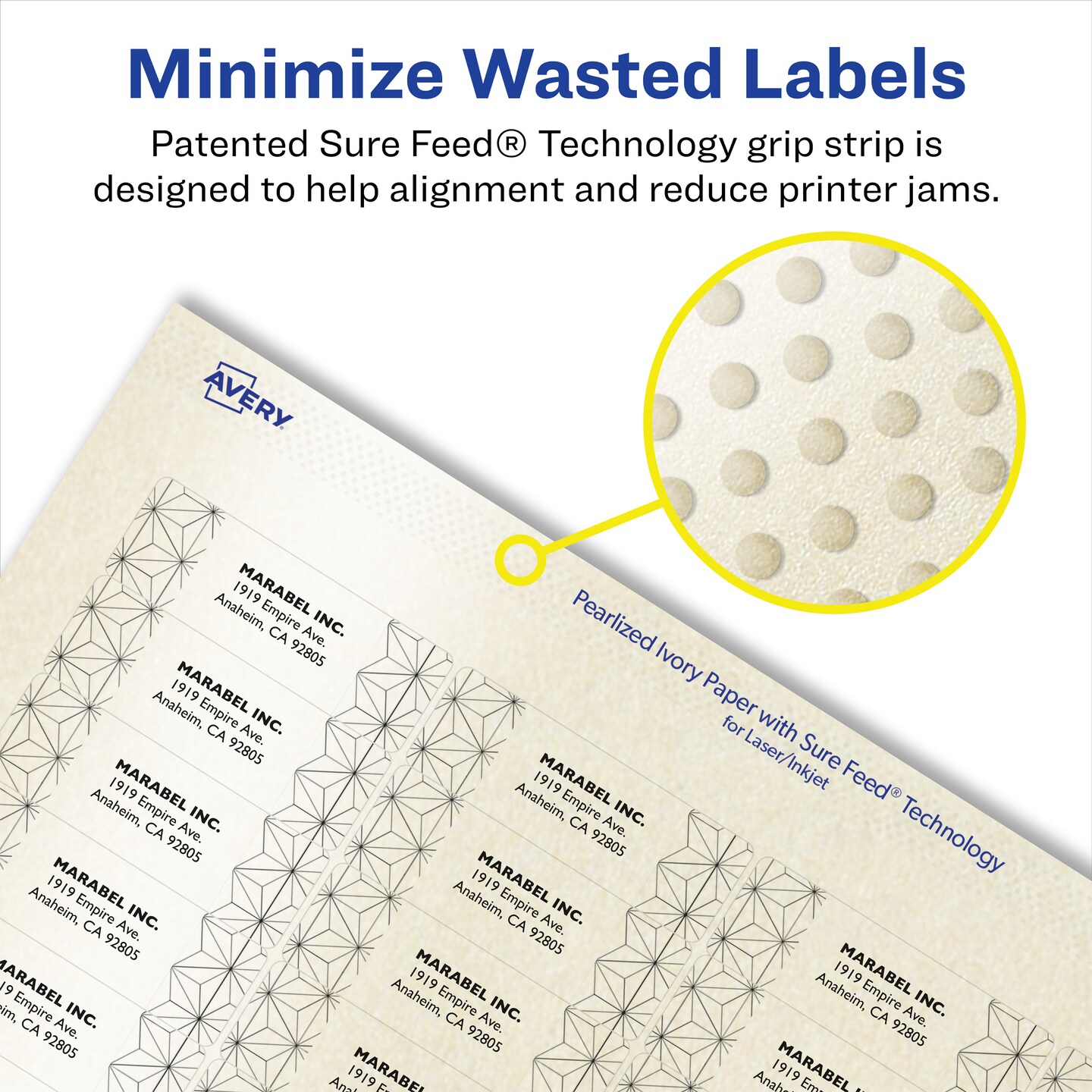 Avery Pearlized Ivory Rectangle Labels with Sure Feed Technology, Print-to-the-Edge, .5" x 1.75"