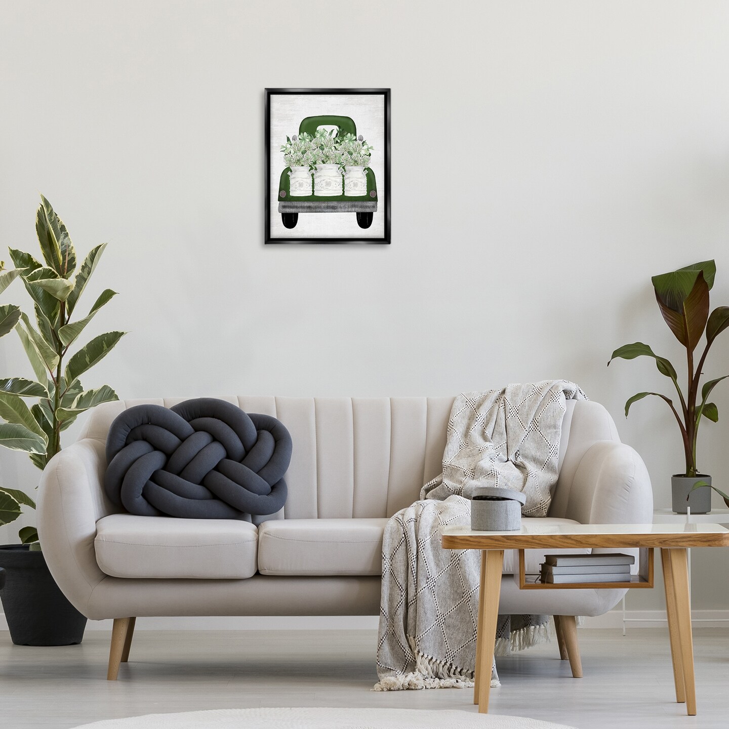 Stupell Industries Spring Shamrock Assortments Truck Black Framed Floater Canvas Wall Art, design by Lettered and Lined