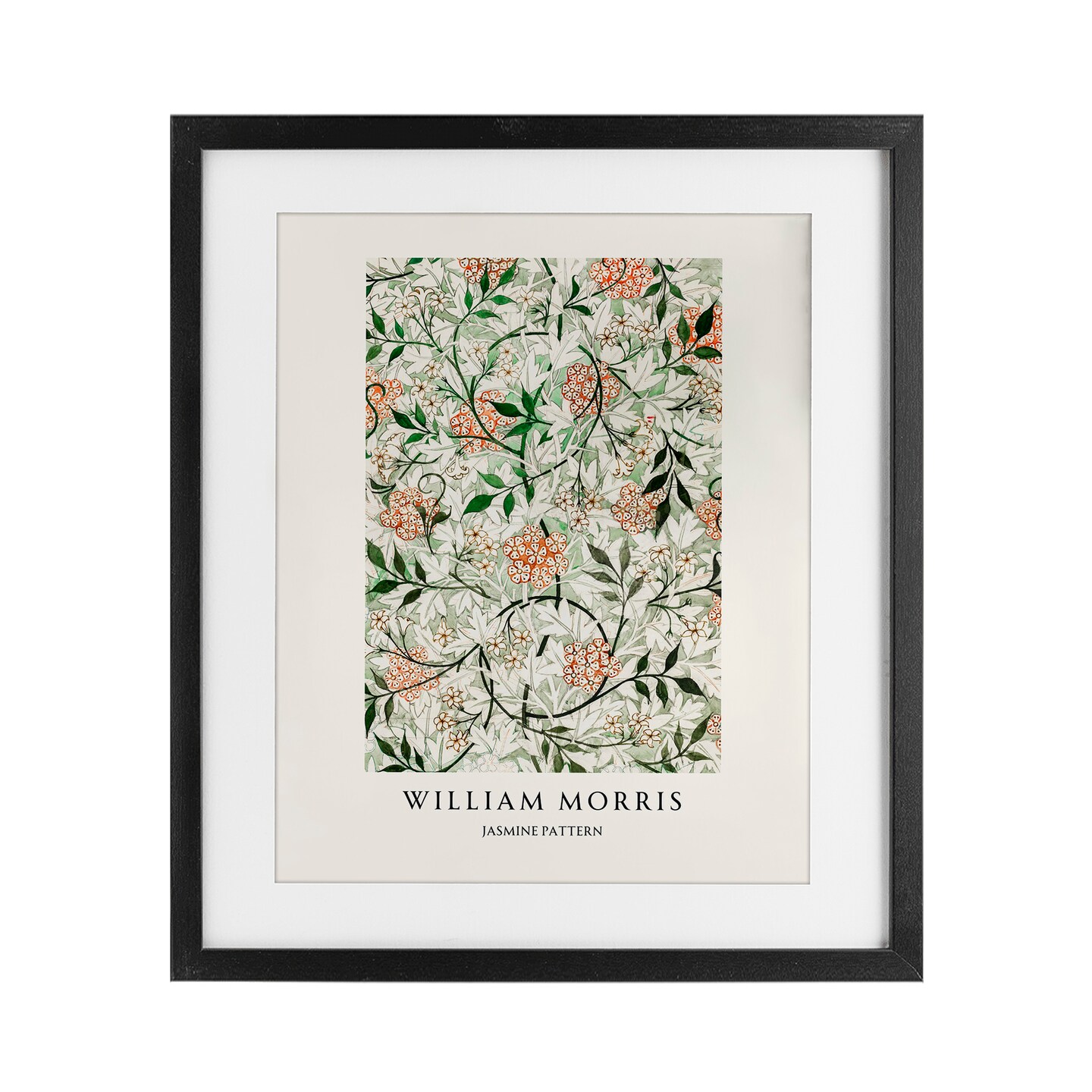 Stupell Industries William Morris Jasmine Pattern Black Framed Print Under Glass, design by Vintage Hustle