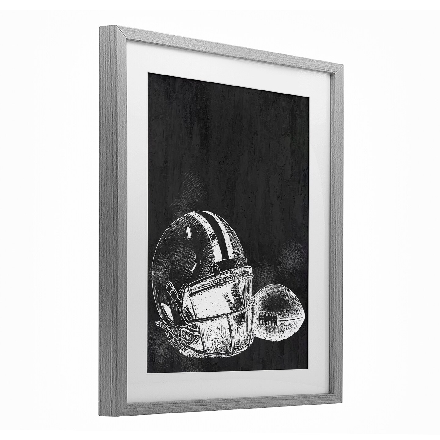 Stupell Industries Monochrome Football Helmet & Ball Black Framed Print Under Glass, design by Kim Allen