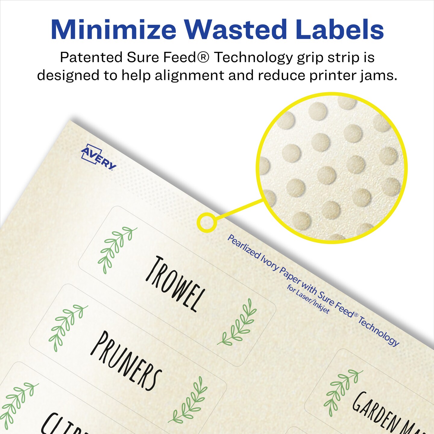 Avery Pearlized Ivory Rectangle Labels with Sure Feed Technology, 2/3" x 3-7/16"