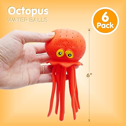 4E&#x27;s Novelty 6 Pack Octopus Water Balls - Water Balls Pool Toys for Summer