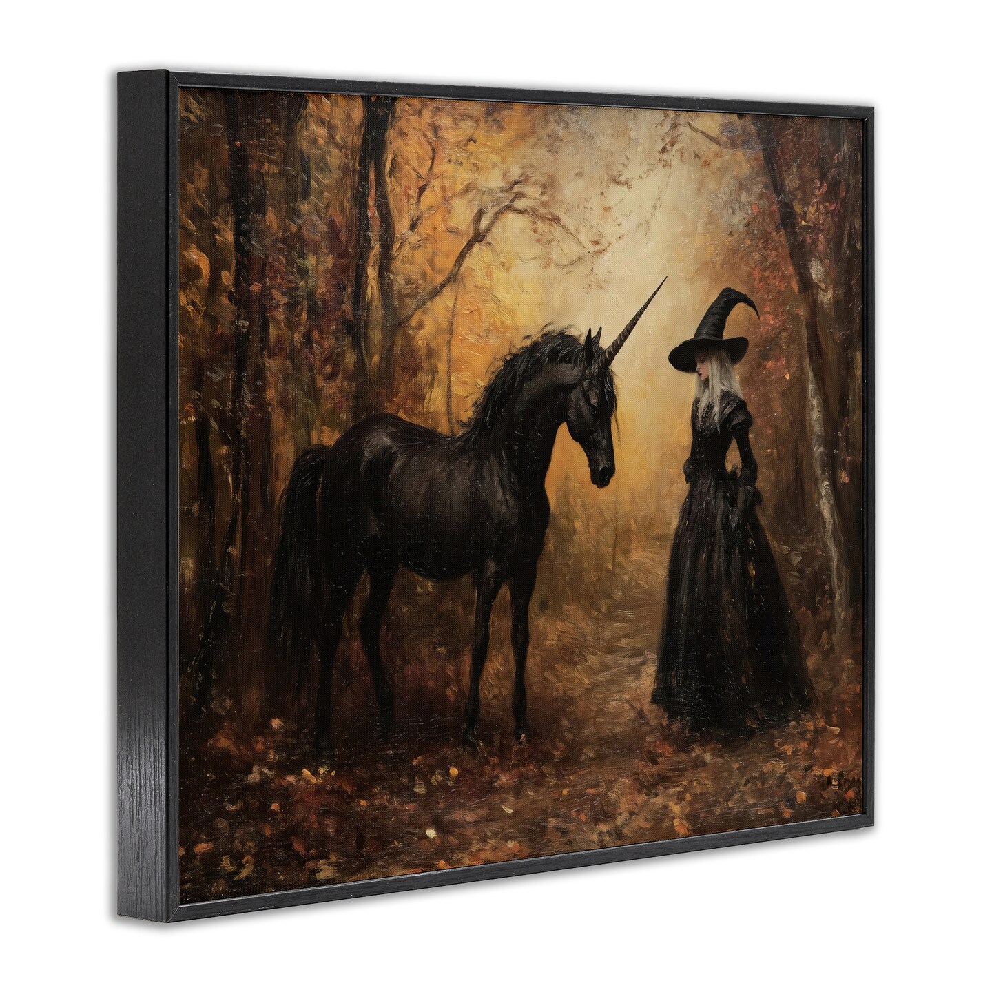 Stupell Industries Witch & Black Unicorn Framed Giclee, design by Arlington Prints
