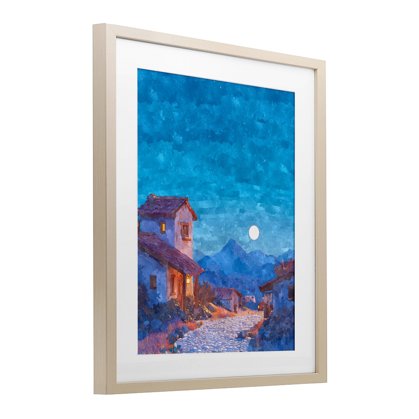 Stupell Industries Moon over Quiet Town Framed Print Under Glass, design by Ziwei Li