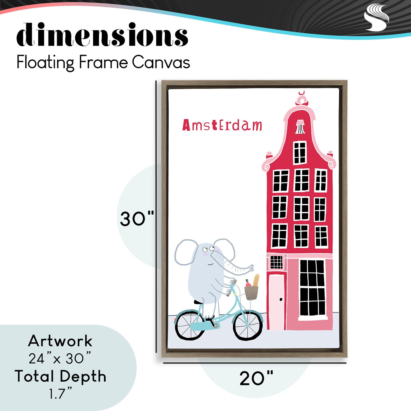 Stupell Industries Elephant & Amsterdam Building Floating Frame, design by Carla Daly