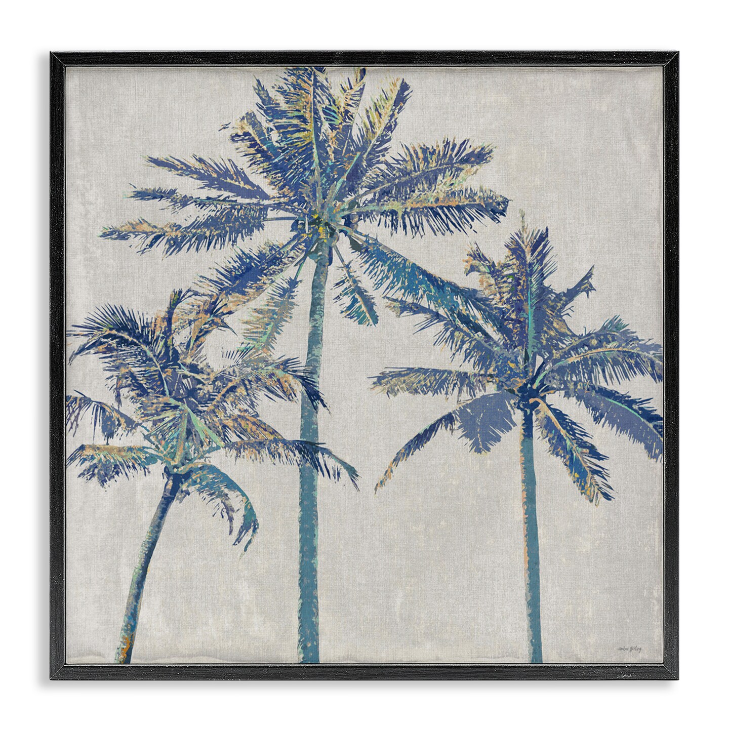Stupell Industries Exotic Pop Blue Palms Framed Giclee, design by Amber Sterling