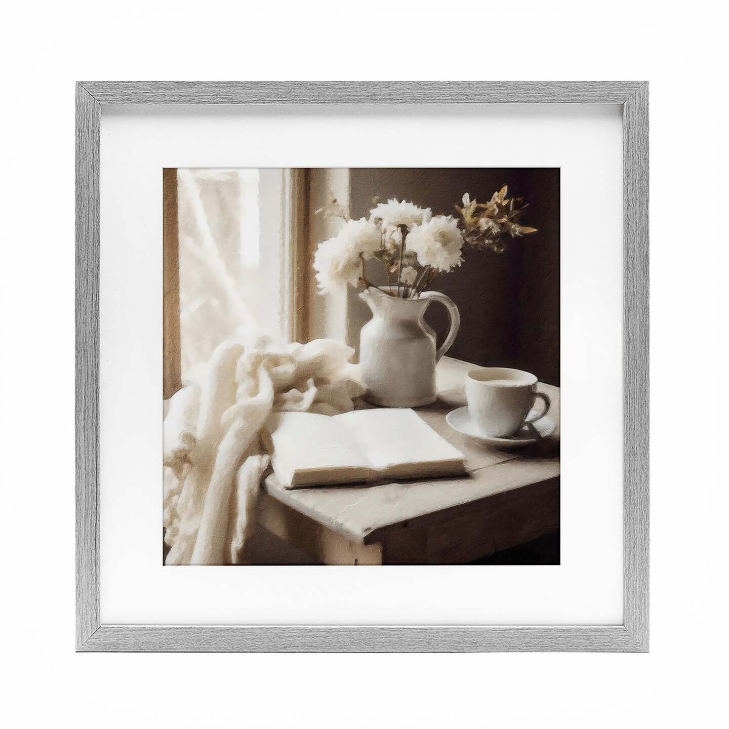 Stupell Industries Neutral Morning Coffee Journaling Framed Print Under Glass, design by Riley B