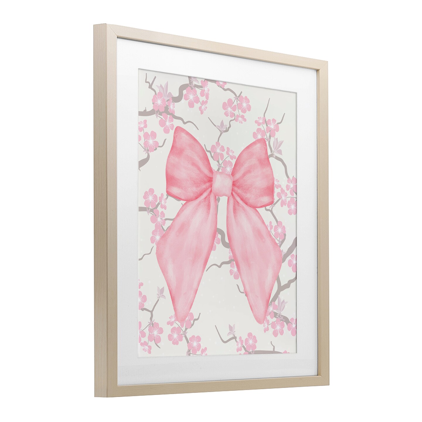 Stupell Industries Cherry Blossom & Ribbon Framed Print Under Glass, design by Jesse Keith