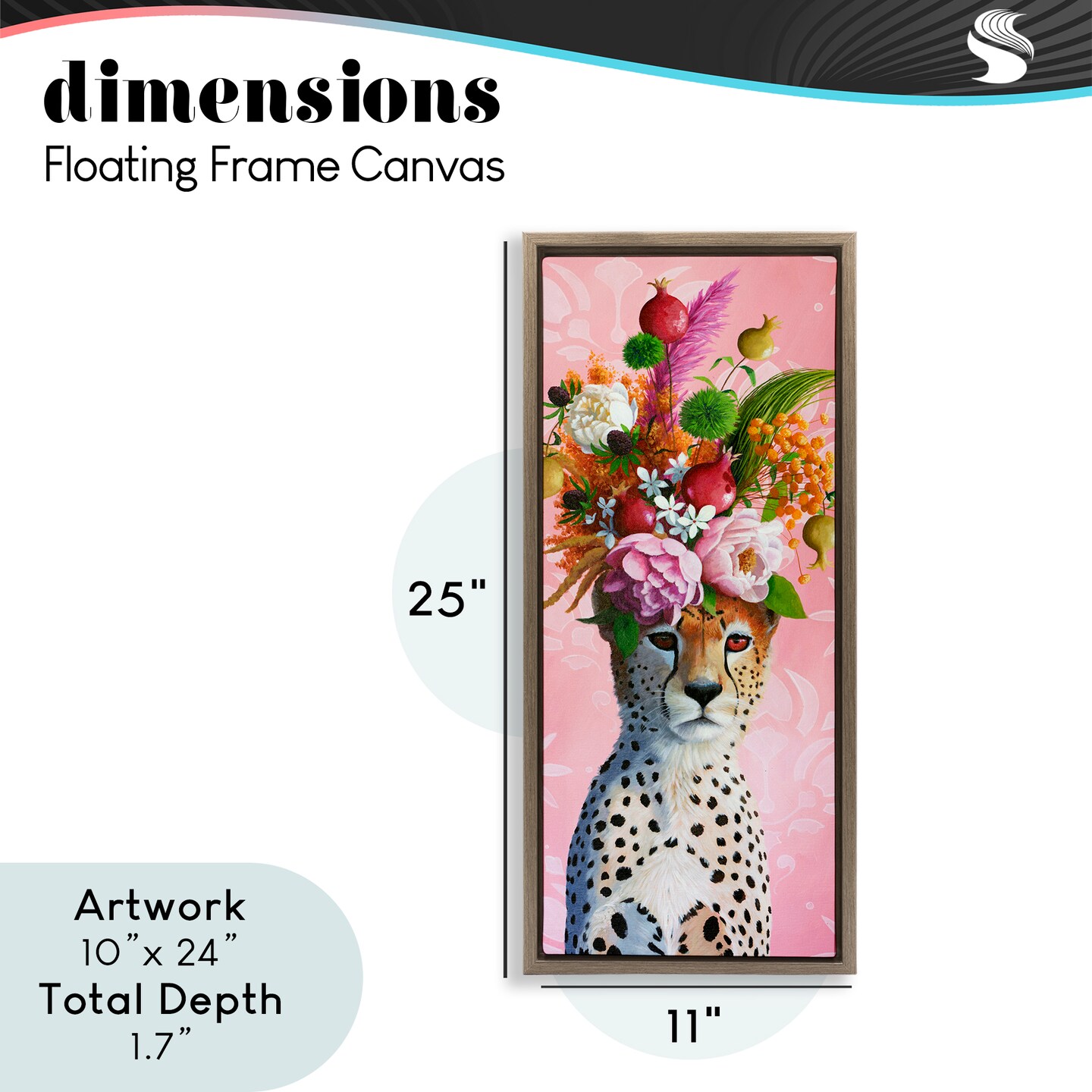 Stupell Industries Serious Cheetah & Florals Floating Frame, design by Heather Gauthier