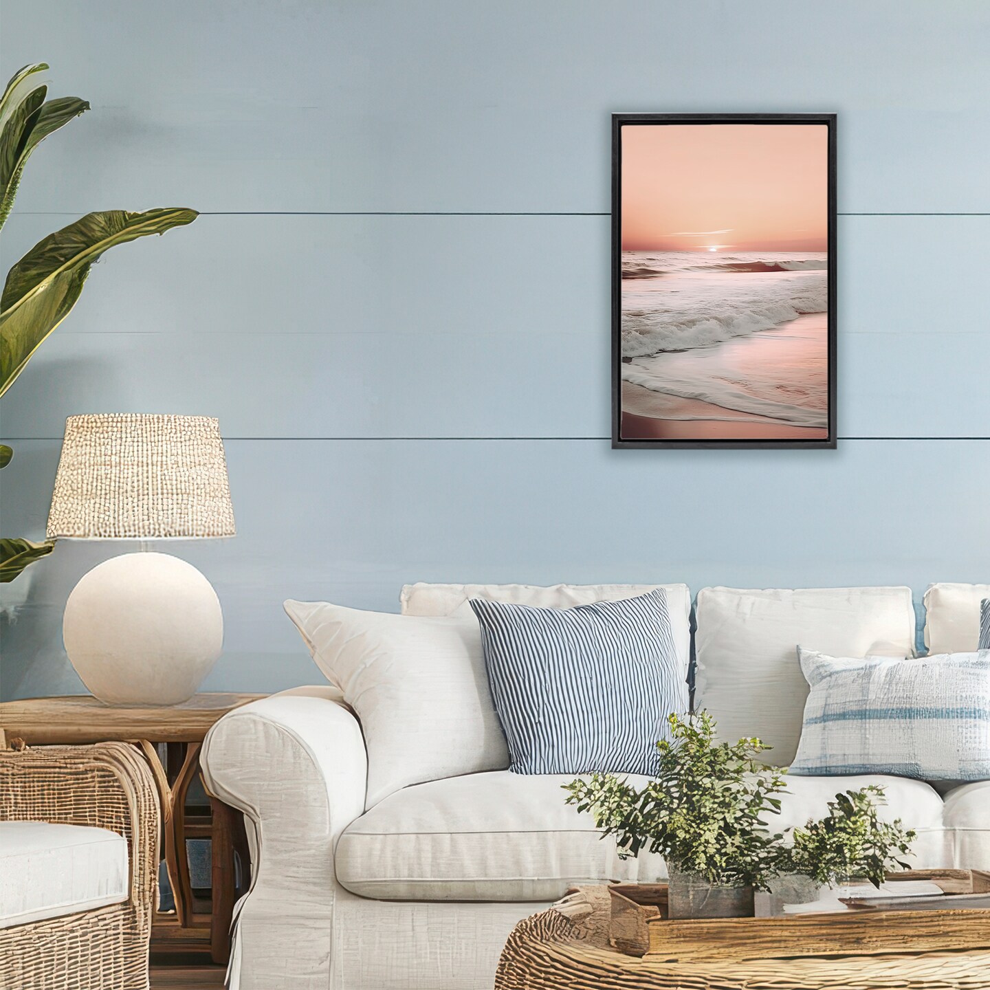 Stupell Industries Apricot Beach View Floating Frame, design by Decent Exposures