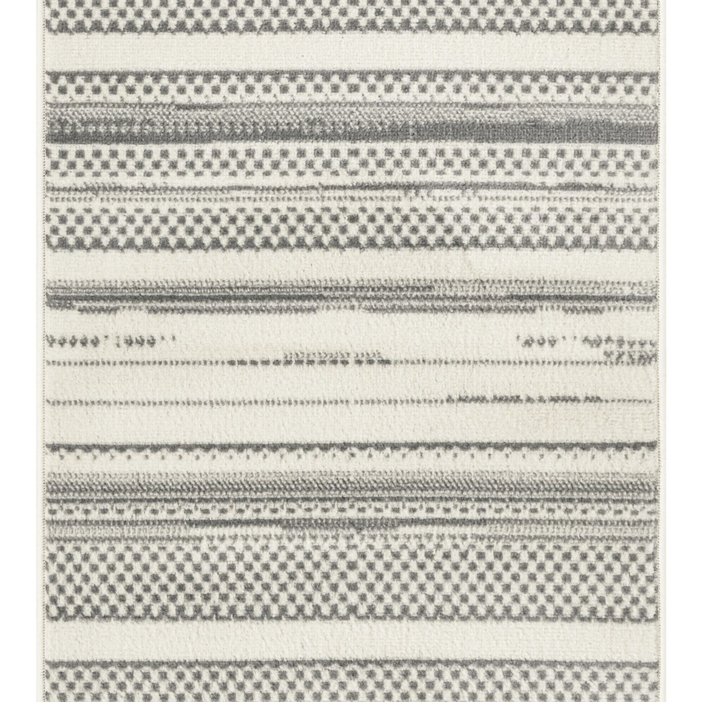 Edge Collections - 8&#x27; - Gray - Distressed Striped Runner Rug for Cozy Spaces - 1 Piece