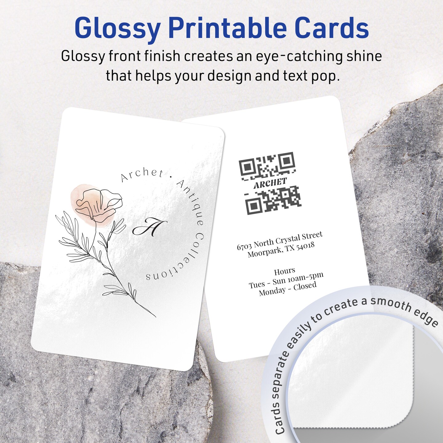 Avery Glossy White Invitation Cards, 5" x 7" Rectangle Rounded Corners